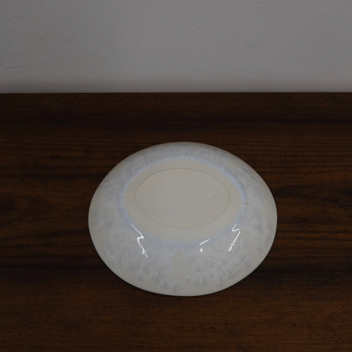 Japanese White Crystalline Glaze Shallow Bowl