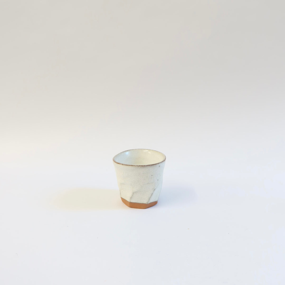 Japanese Ceramic White Glazed Ripple Katakuchi Pouring Vessel and Cup Set
