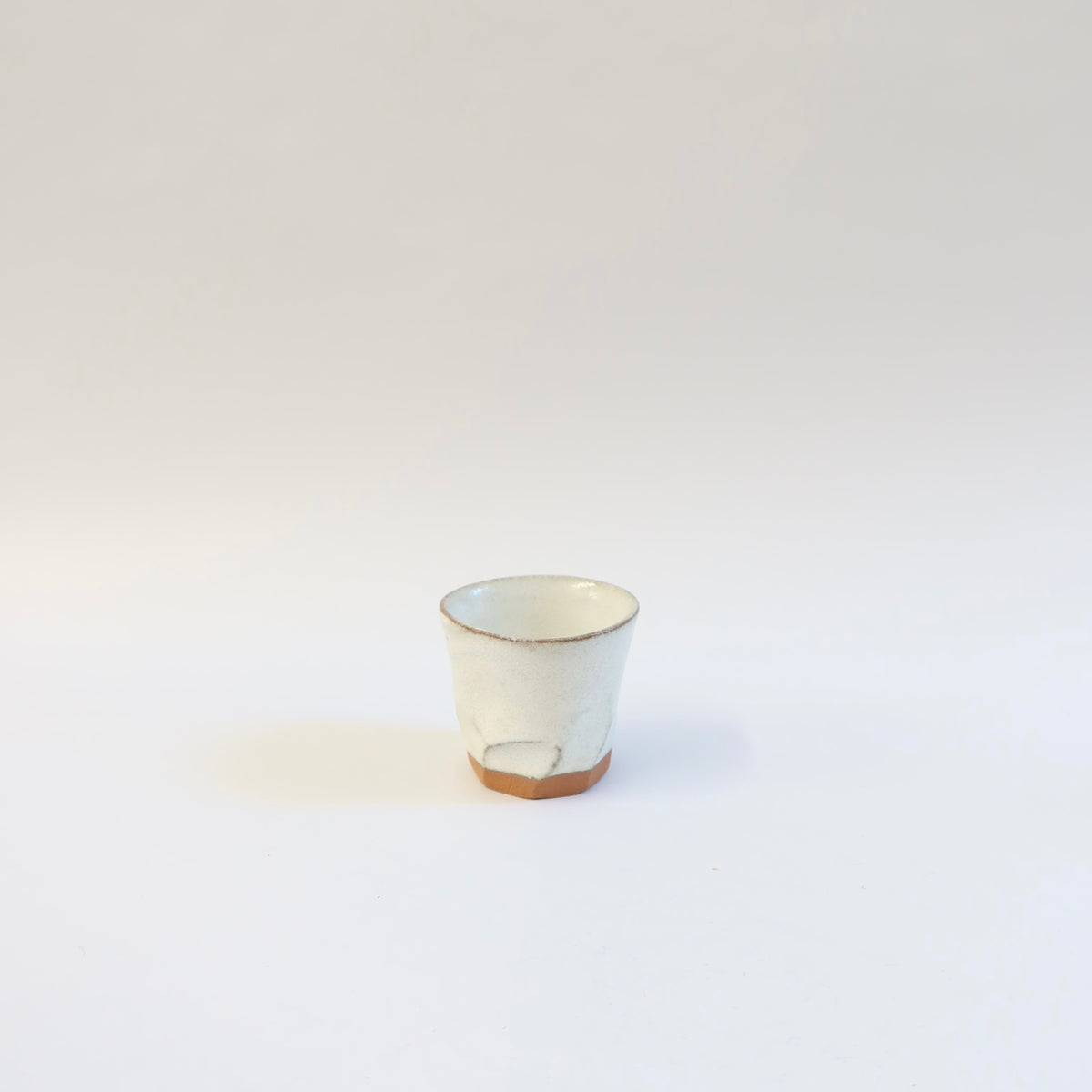 Japanese Ceramic White Glazed Ripple Katakuchi Pouring Vessel and Cup Set