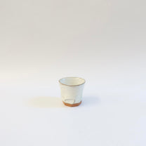 Japanese Ceramic White Glazed Ripple Katakuchi Pouring Vessel and Cup Set