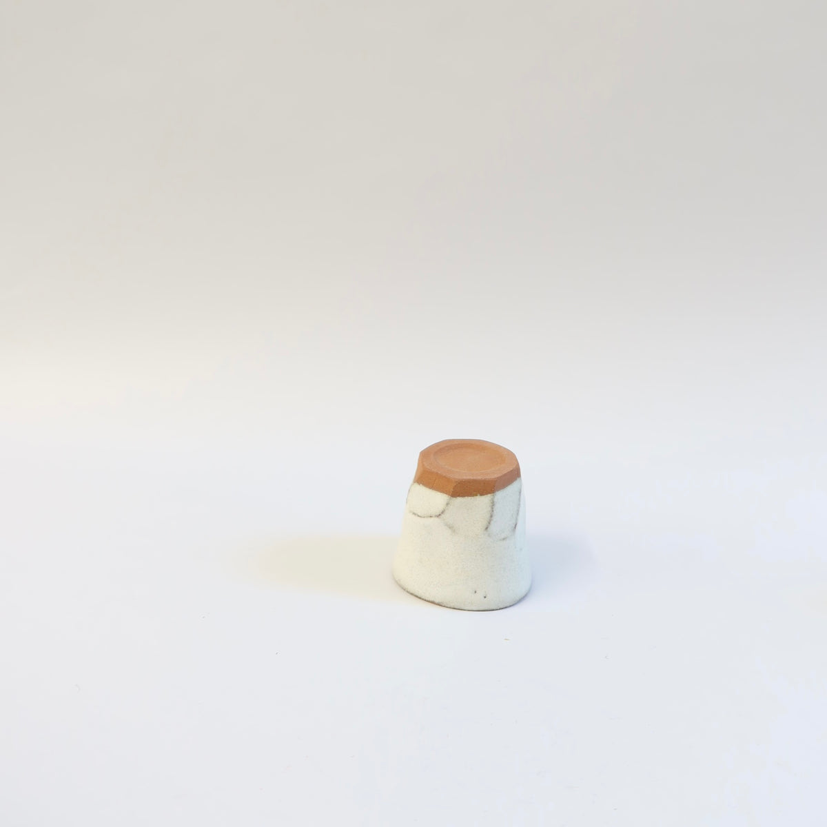 Japanese Ceramic White Glazed Ripple Katakuchi Pouring Vessel and Cup Set