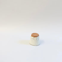 Japanese Ceramic White Glazed Ripple Katakuchi Pouring Vessel and Cup Set