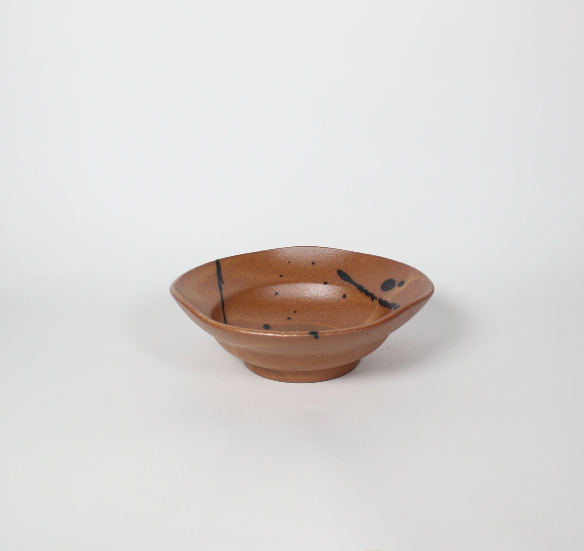 Japanese Ceramic Splatter Bowl, Mustard