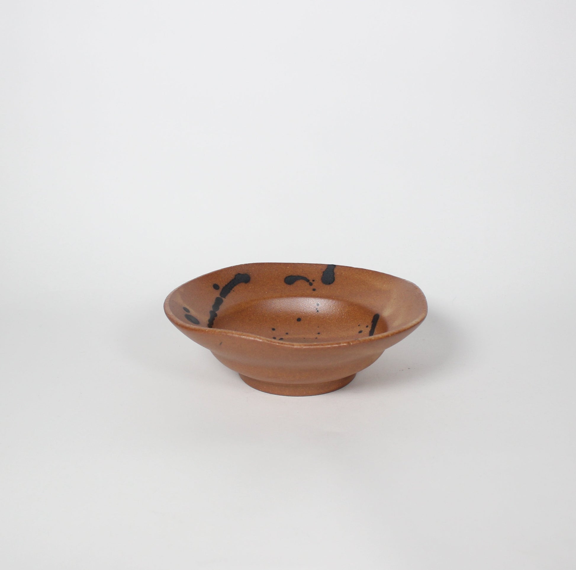 Japanese Ceramic Splatter Bowl, Mustard