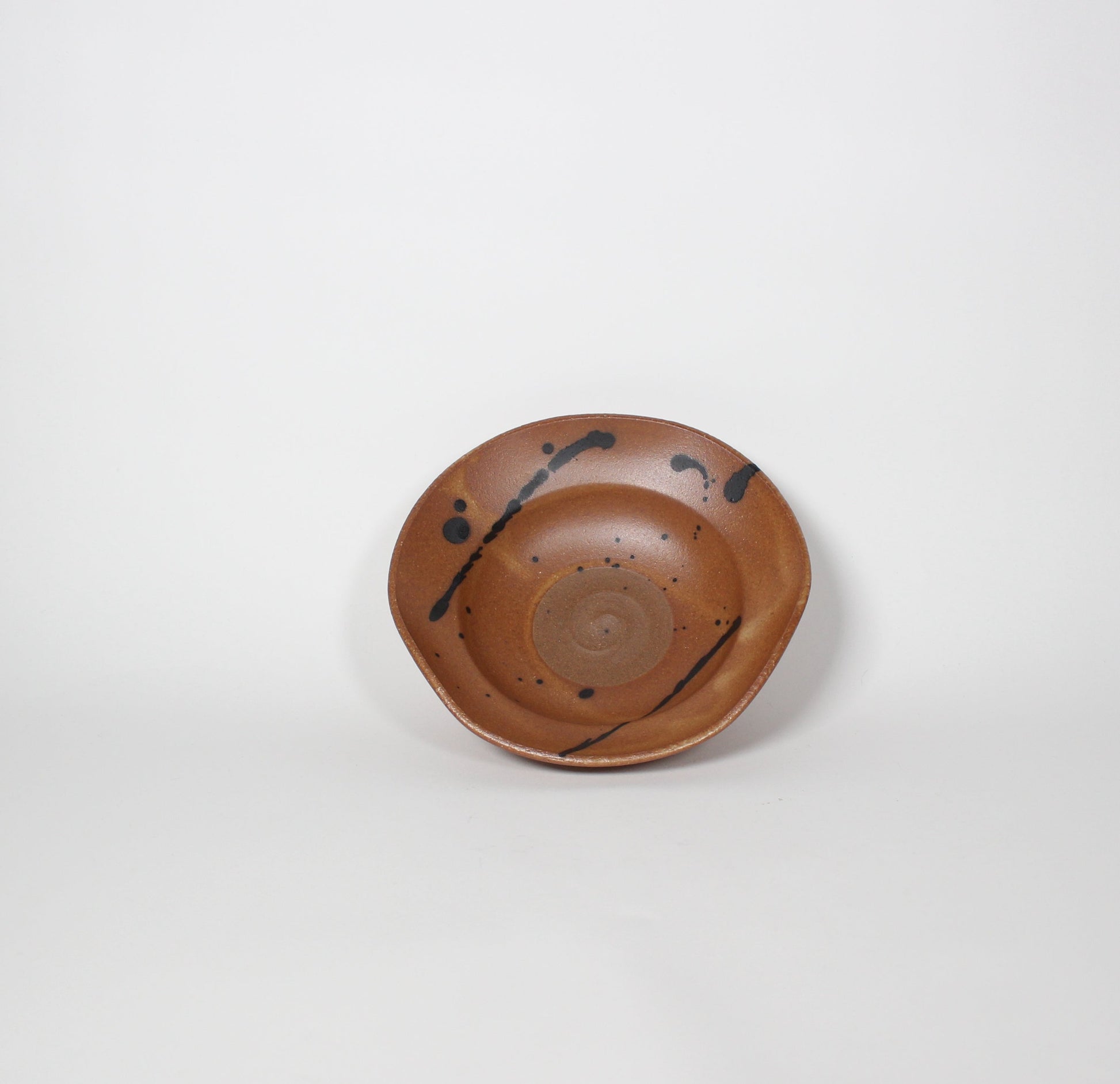 Japanese Ceramic Splatter Bowl, Mustard