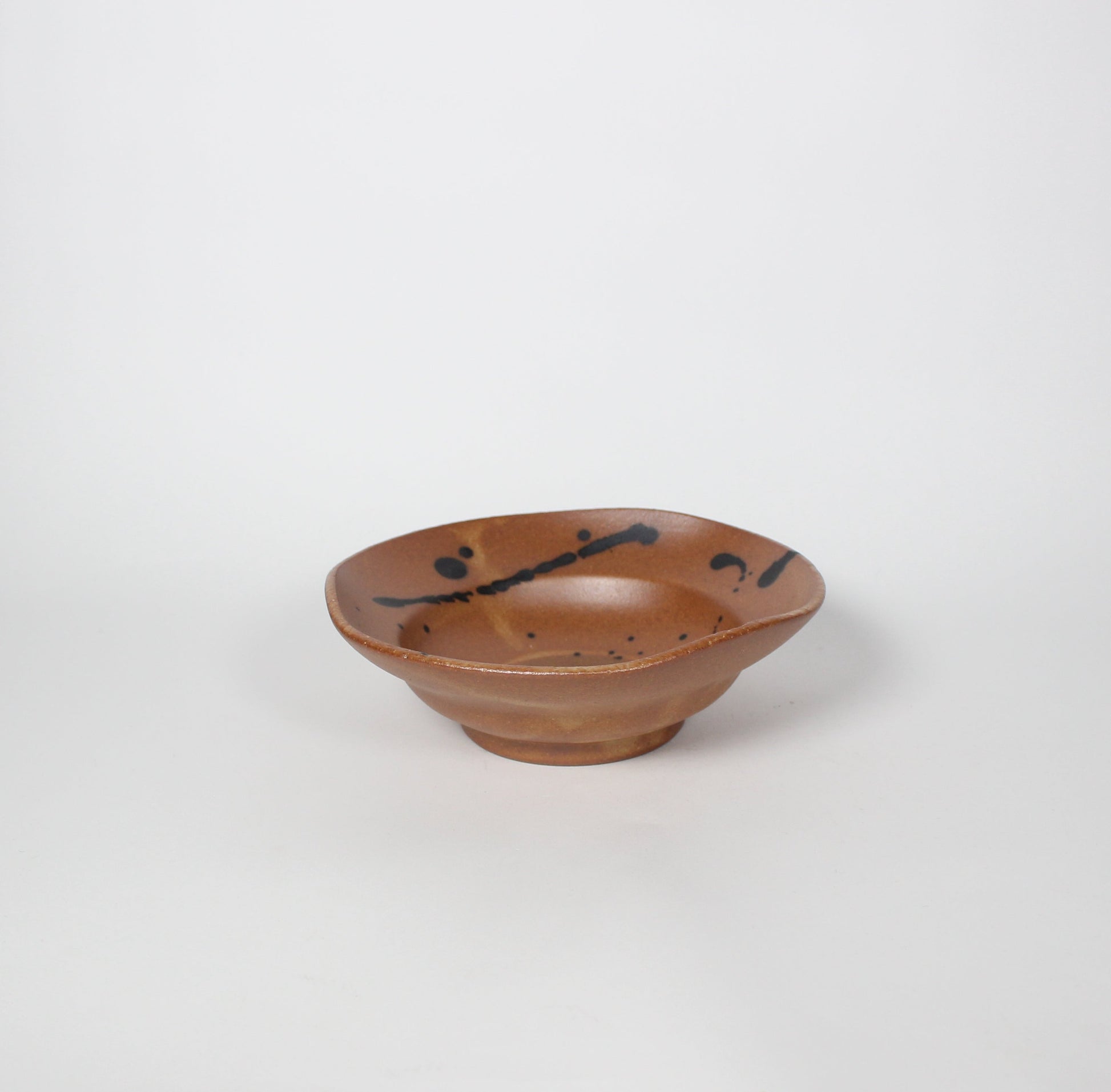 Japanese Ceramic Splatter Bowl, Mustard