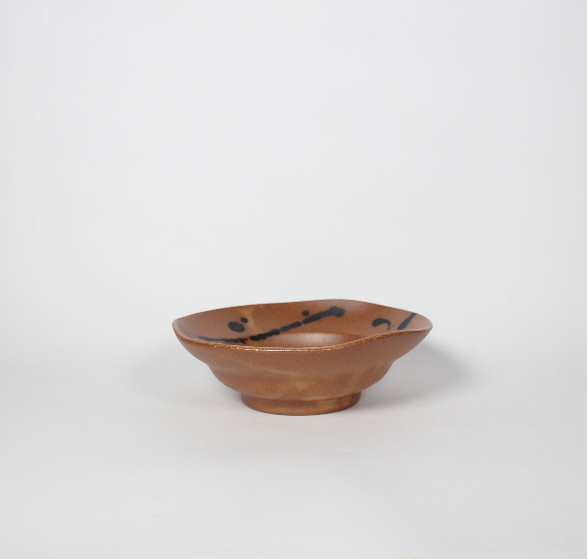 Japanese Ceramic Splatter Bowl, Mustard