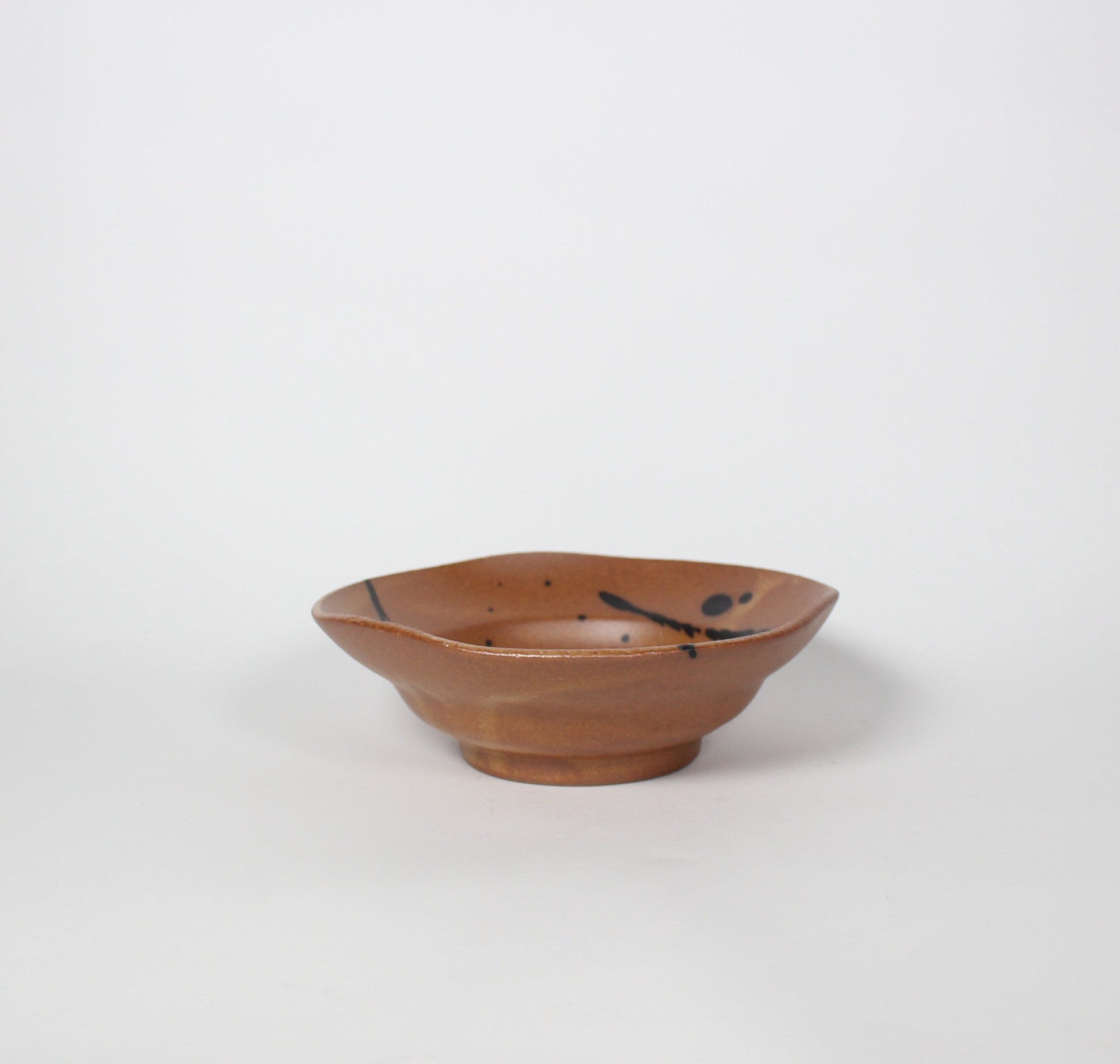 Japanese Ceramic Splatter Bowl, Mustard