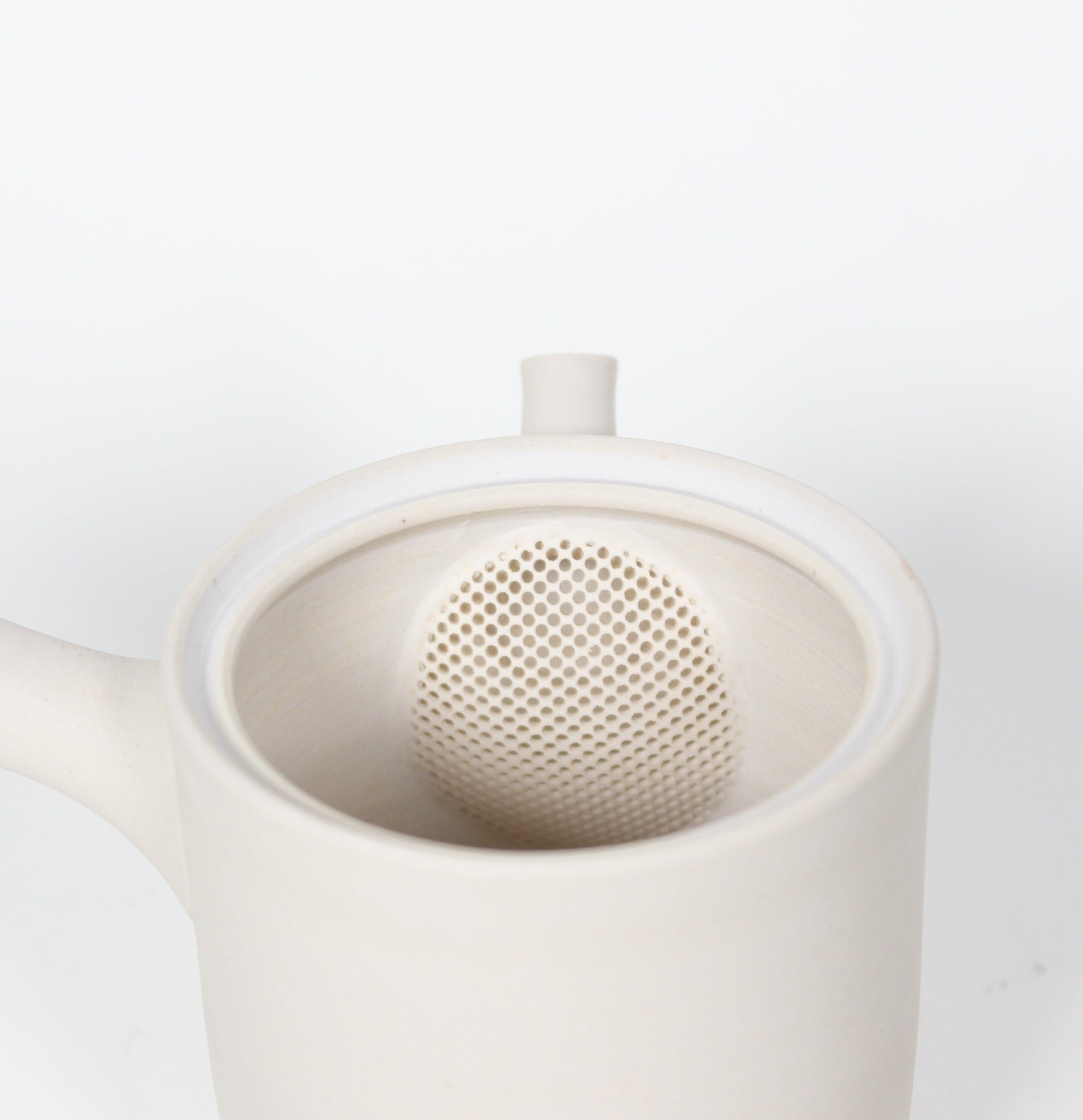 Japanese Tokoname Ceramic Kyusu Tea Pot II, Ivory