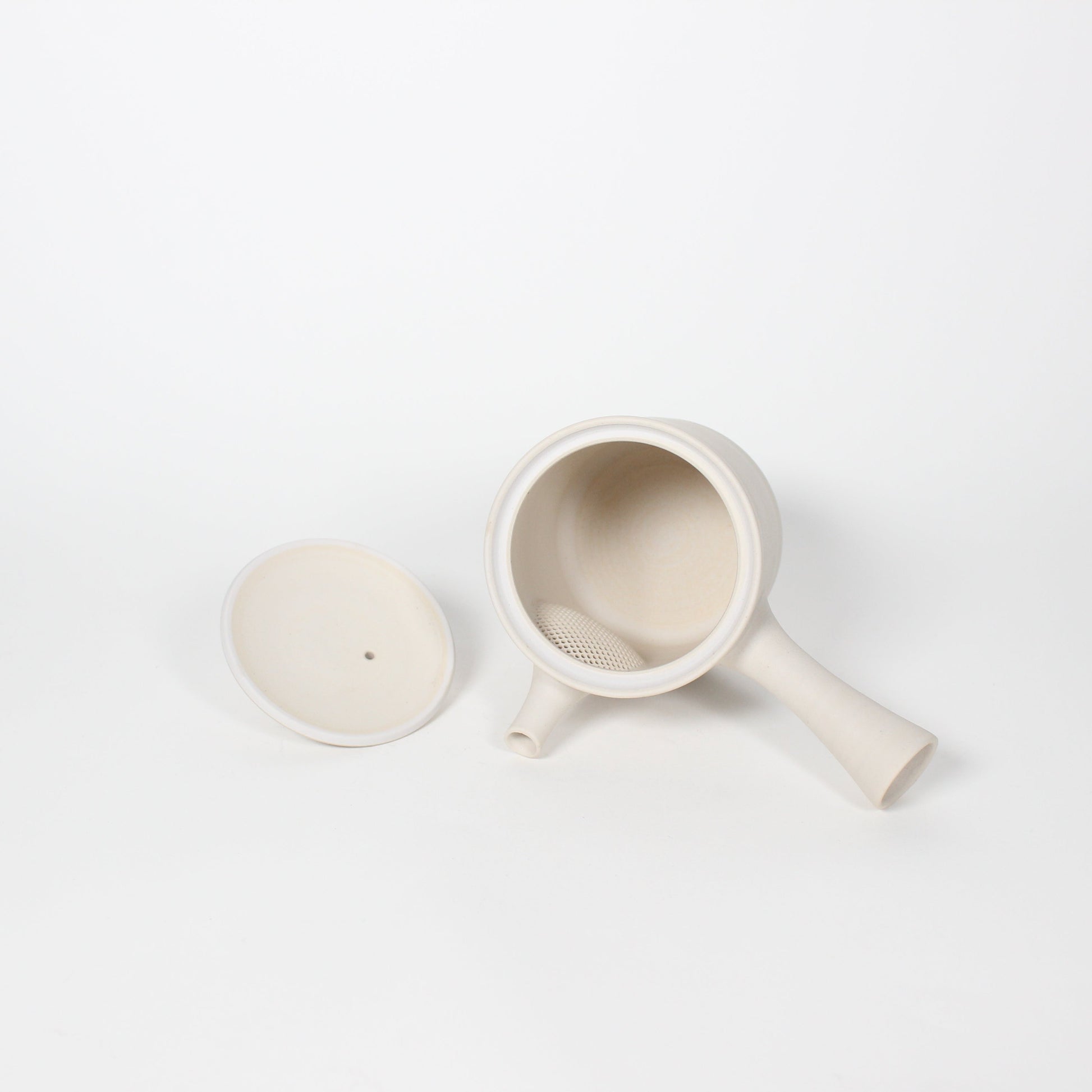 Japanese Tokoname Ceramic Kyusu Tea Pot II, Ivory