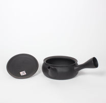 Japanese Tokoname Ceramic Kyusu Round Tea Pot, Black