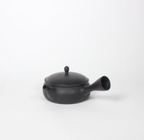 Japanese Tokoname Ceramic Kyusu Round Tea Pot, Black