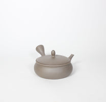 Japanese Tokoname Ceramic Kyusu Round Tea Pot, Beige