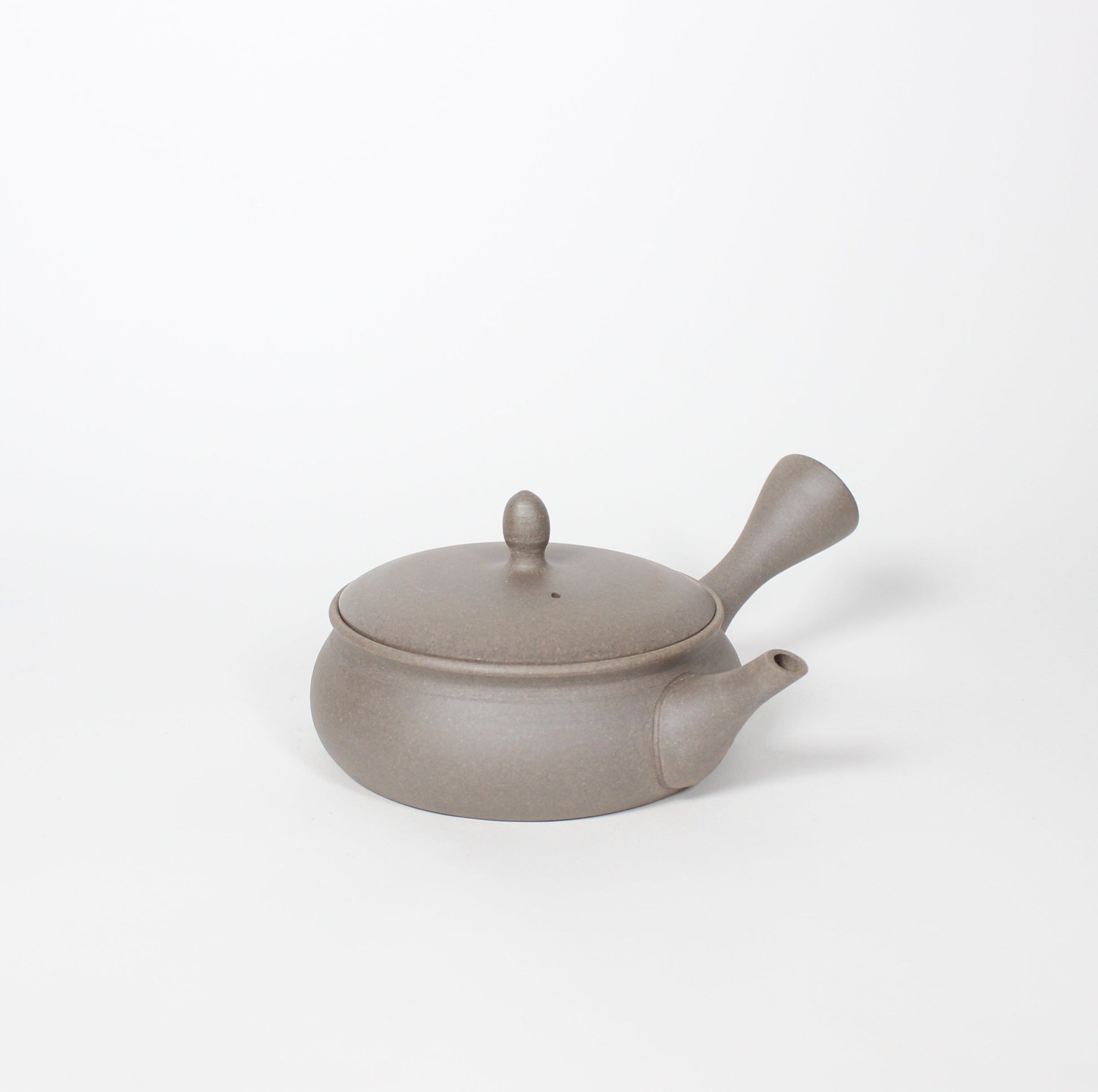 Japanese Tokoname Ceramic Kyusu Round Tea Pot, Beige