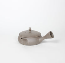 Japanese Tokoname Ceramic Kyusu Round Tea Pot, Beige