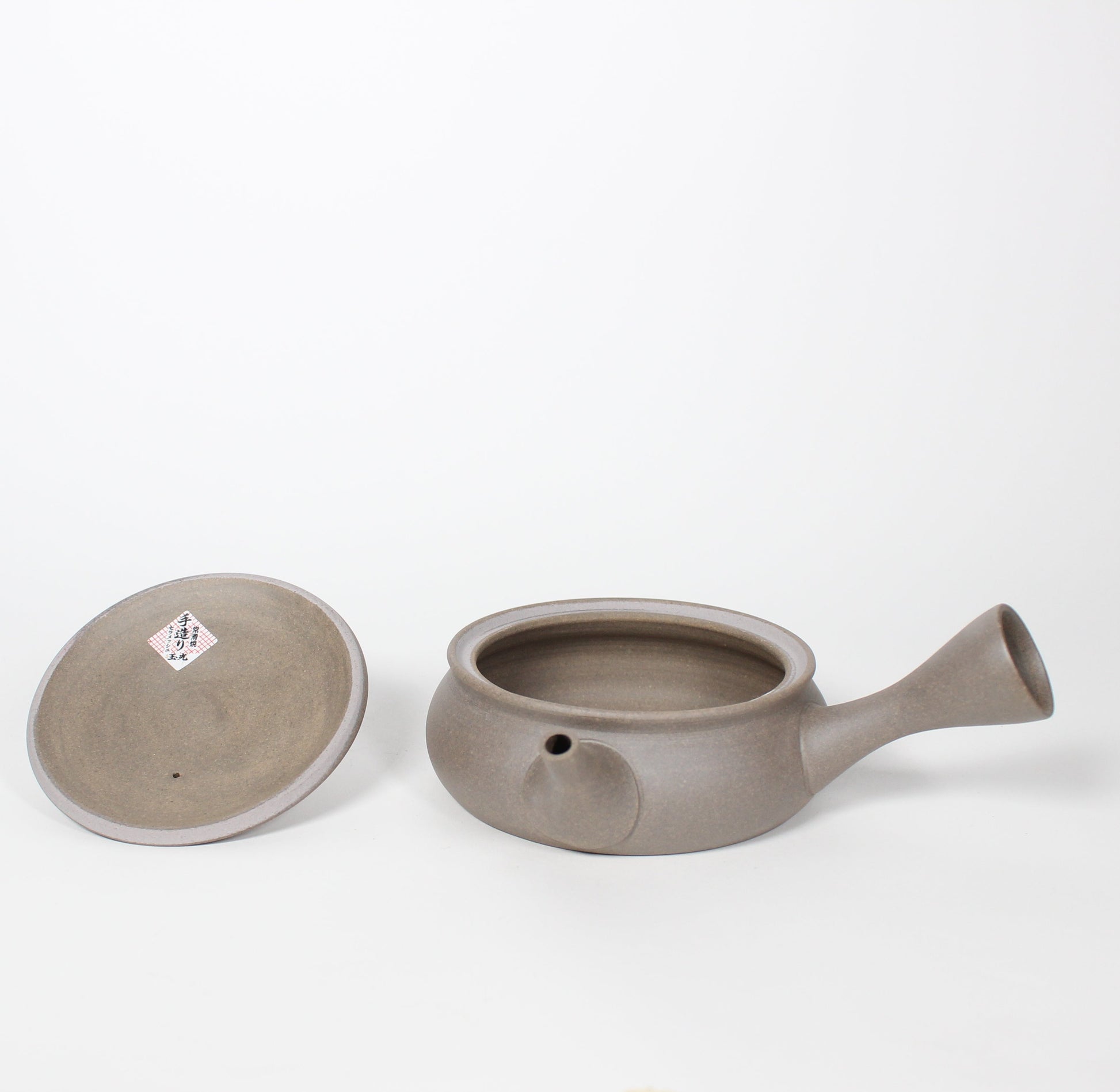 Japanese Tokoname Ceramic Kyusu Round Tea Pot, Beige