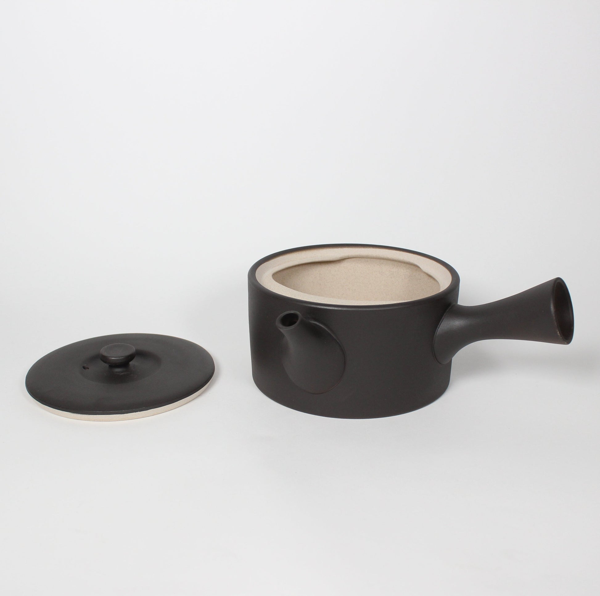 Japanese Tokoname Ceramic Kyusu Tea Pot, Dark Brown