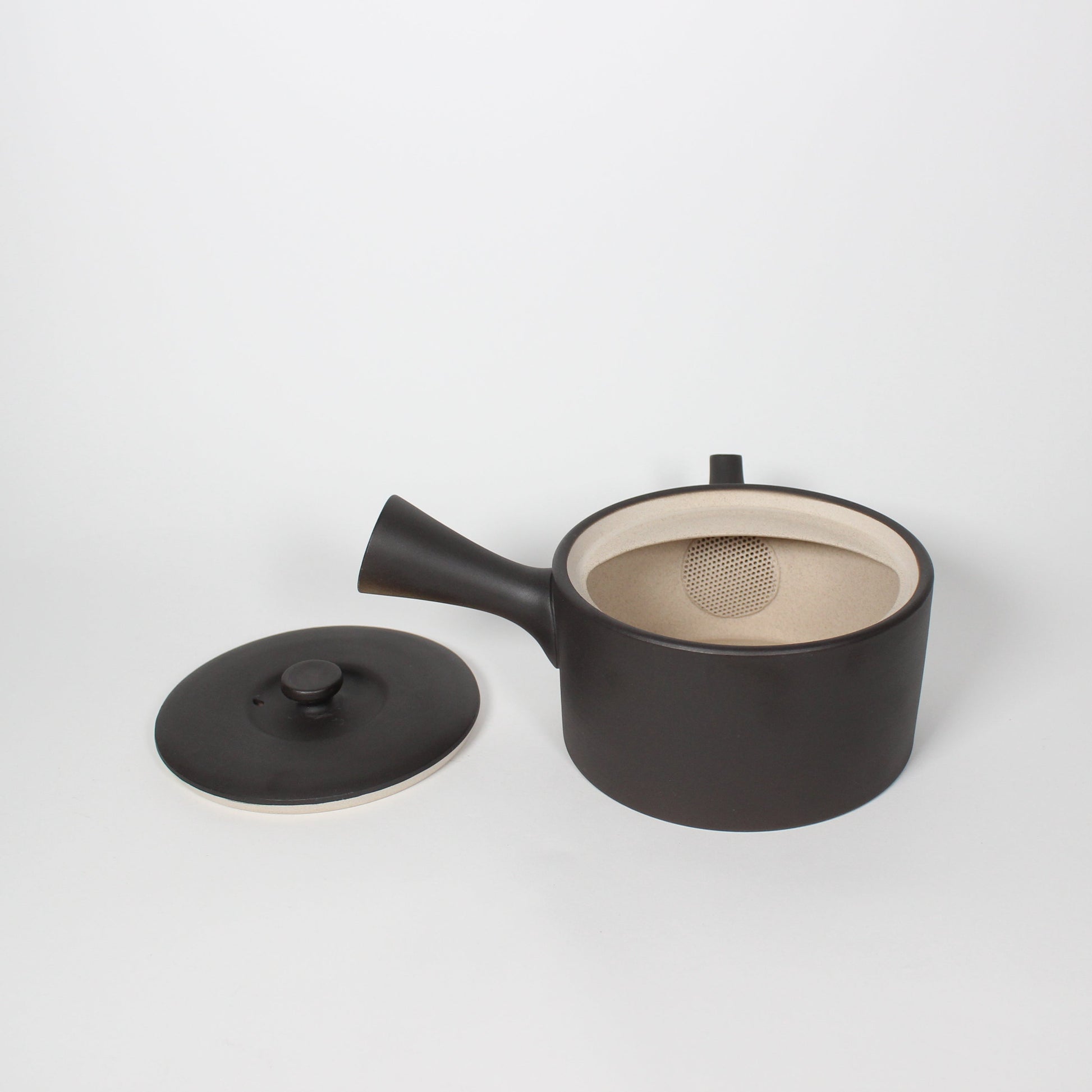Japanese Tokoname Ceramic Kyusu Tea Pot, Dark Brown