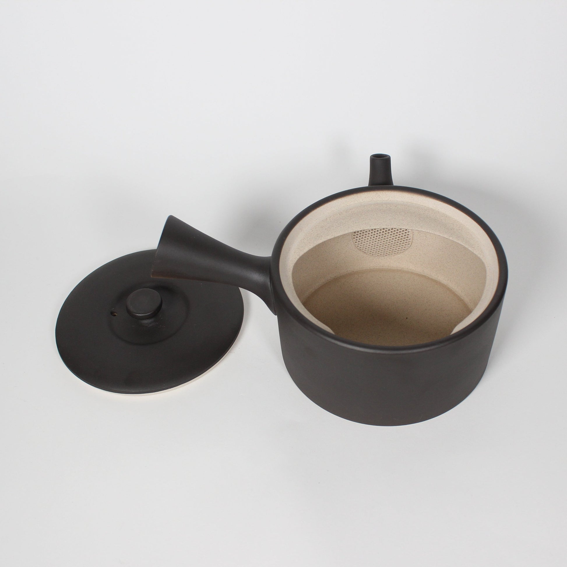 Japanese Tokoname Ceramic Kyusu Tea Pot, Dark Brown