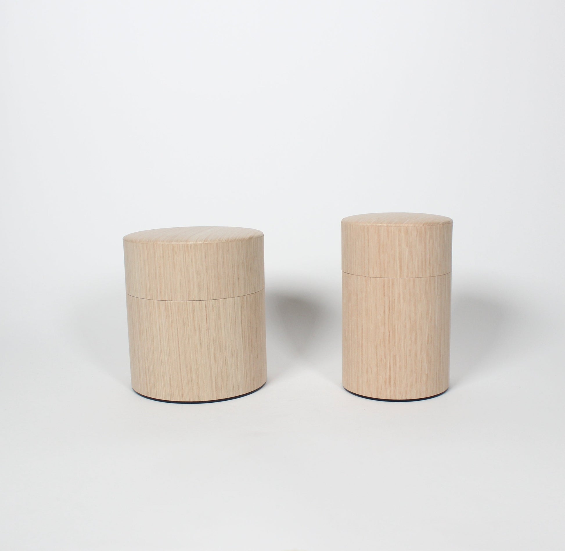 Japanese Handmade Kotodo Oak Veneer Tin-Plated Steel Tea Canister, 2 Sizes