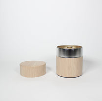 Japanese Handmade Kotodo Oak Veneer Tin-Plated Steel Tea Canister, 2 Sizes