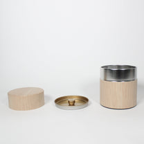 Japanese Handmade Kotodo Oak Veneer Tin-Plated Steel Tea Canister, 2 Sizes