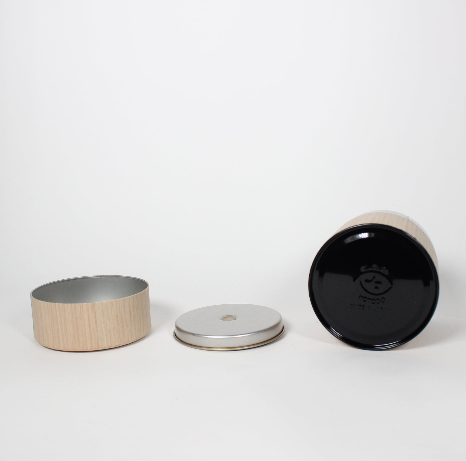 Japanese Handmade Kotodo Oak Veneer Tin-Plated Steel Tea Canister, 2 Sizes