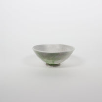 Japanese Shigaraki Ceramic Matcha Tea Bowl, White &amp; Green