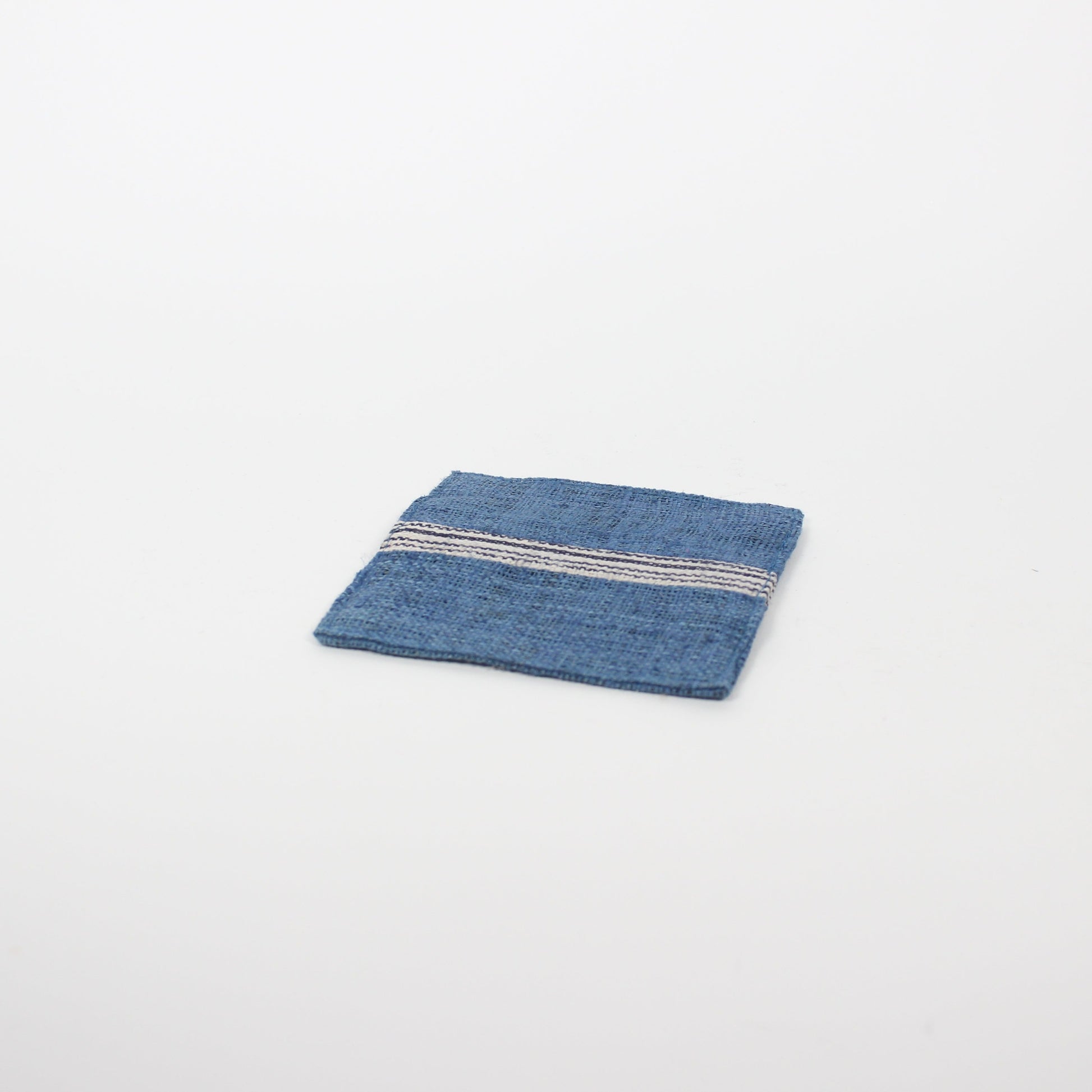 Handwoven Square Linen Coaster, Blue