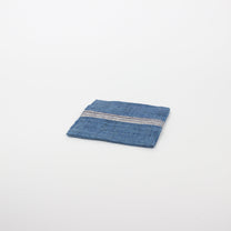 Handwoven Square Linen Coaster, Blue