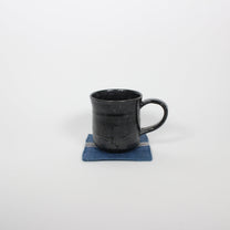 Handwoven Square Linen Coaster, Blue