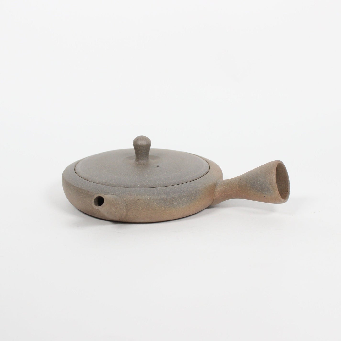 Japanese Tokoname Ceramic Flat Kyusu Tea Pot, Gradient Brown