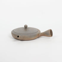 Japanese Tokoname Ceramic Flat Kyusu Tea Pot, Gradient Brown