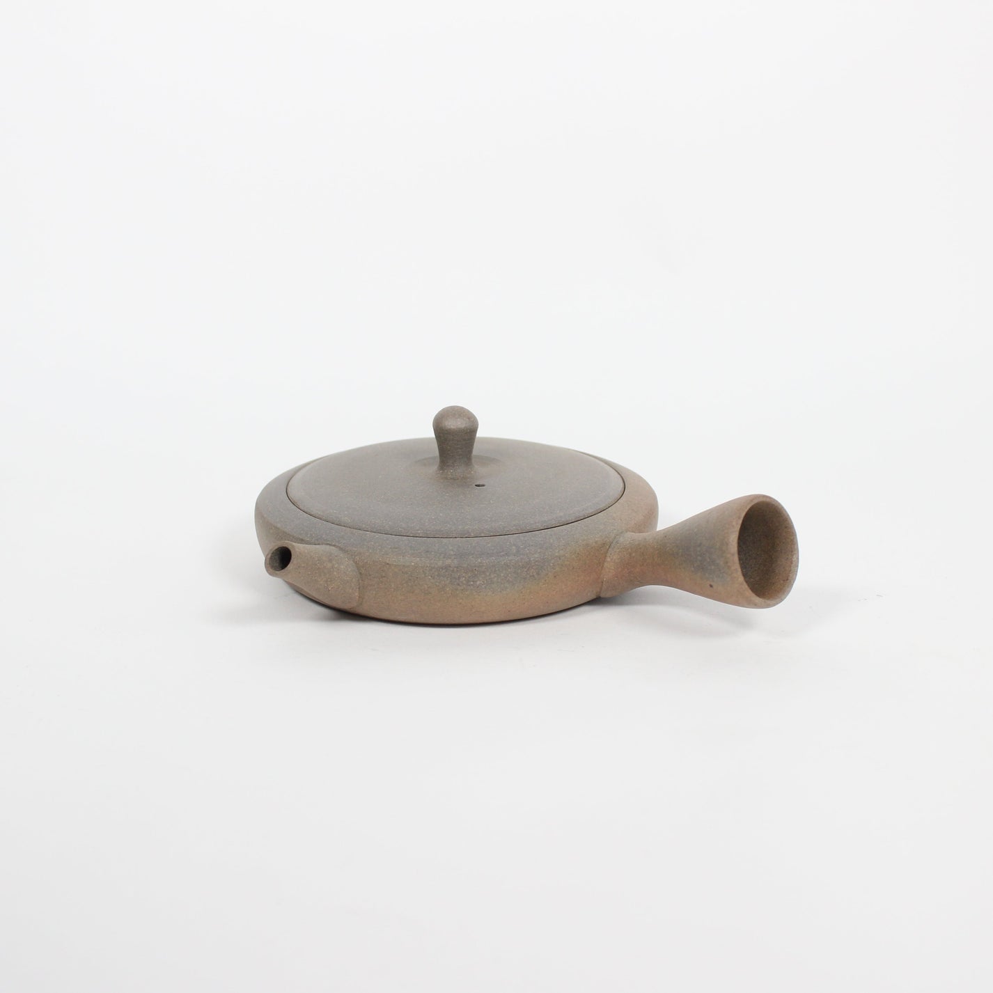 Japanese Tokoname Ceramic Flat Kyusu Tea Pot, Gradient Brown