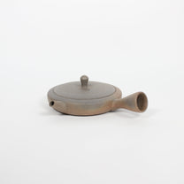 Japanese Tokoname Ceramic Flat Kyusu Tea Pot, Gradient Brown