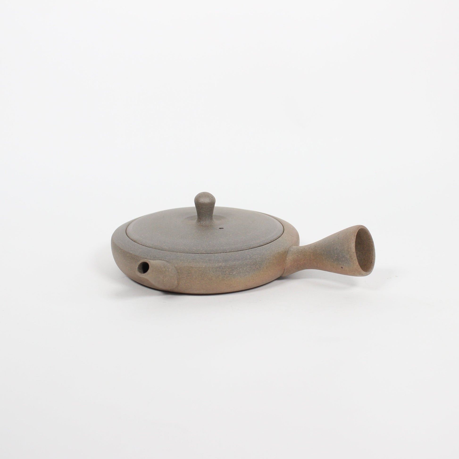 Japanese Tokoname Ceramic Flat Kyusu Tea Pot, Gradient Brown