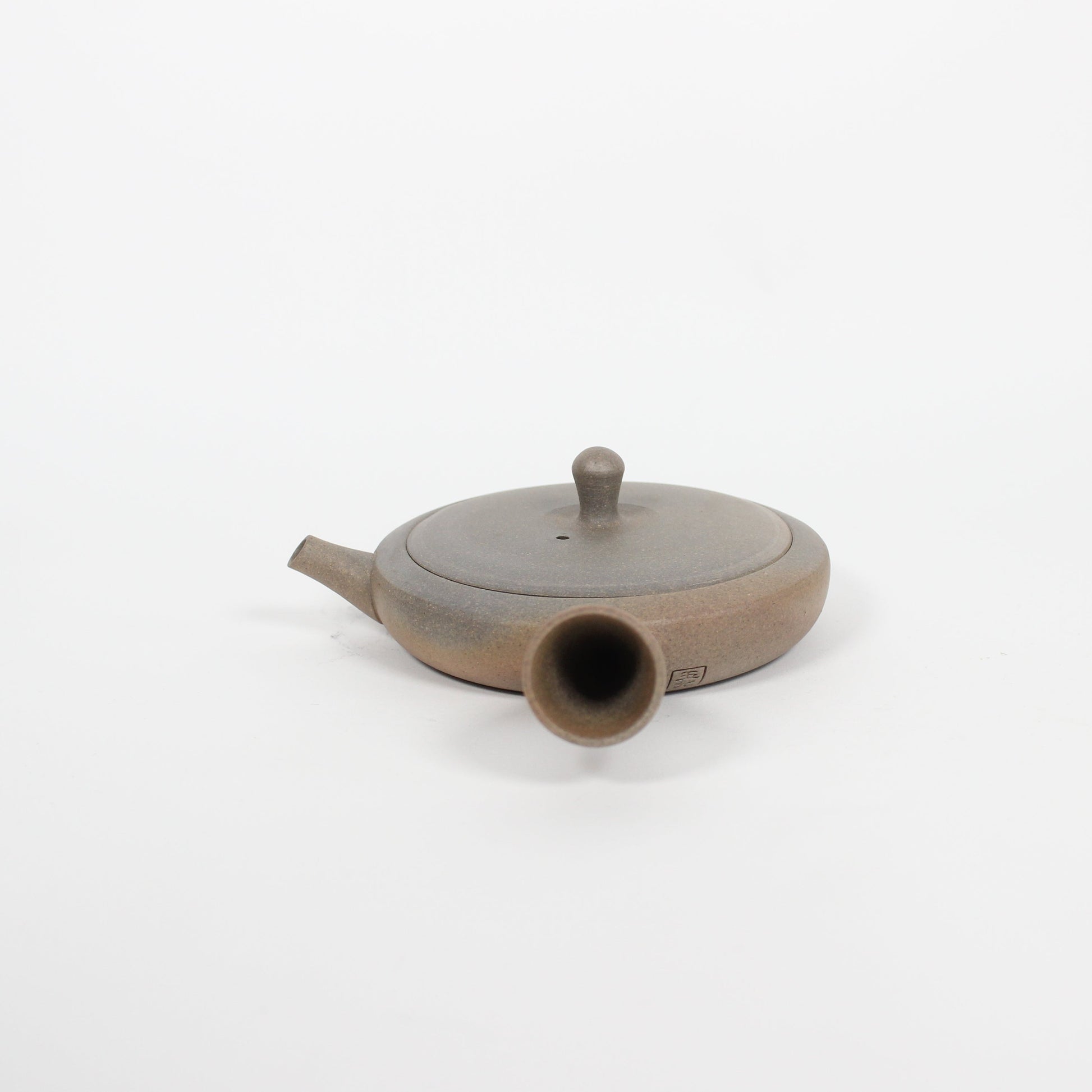 Japanese Tokoname Ceramic Flat Kyusu Tea Pot, Gradient Brown