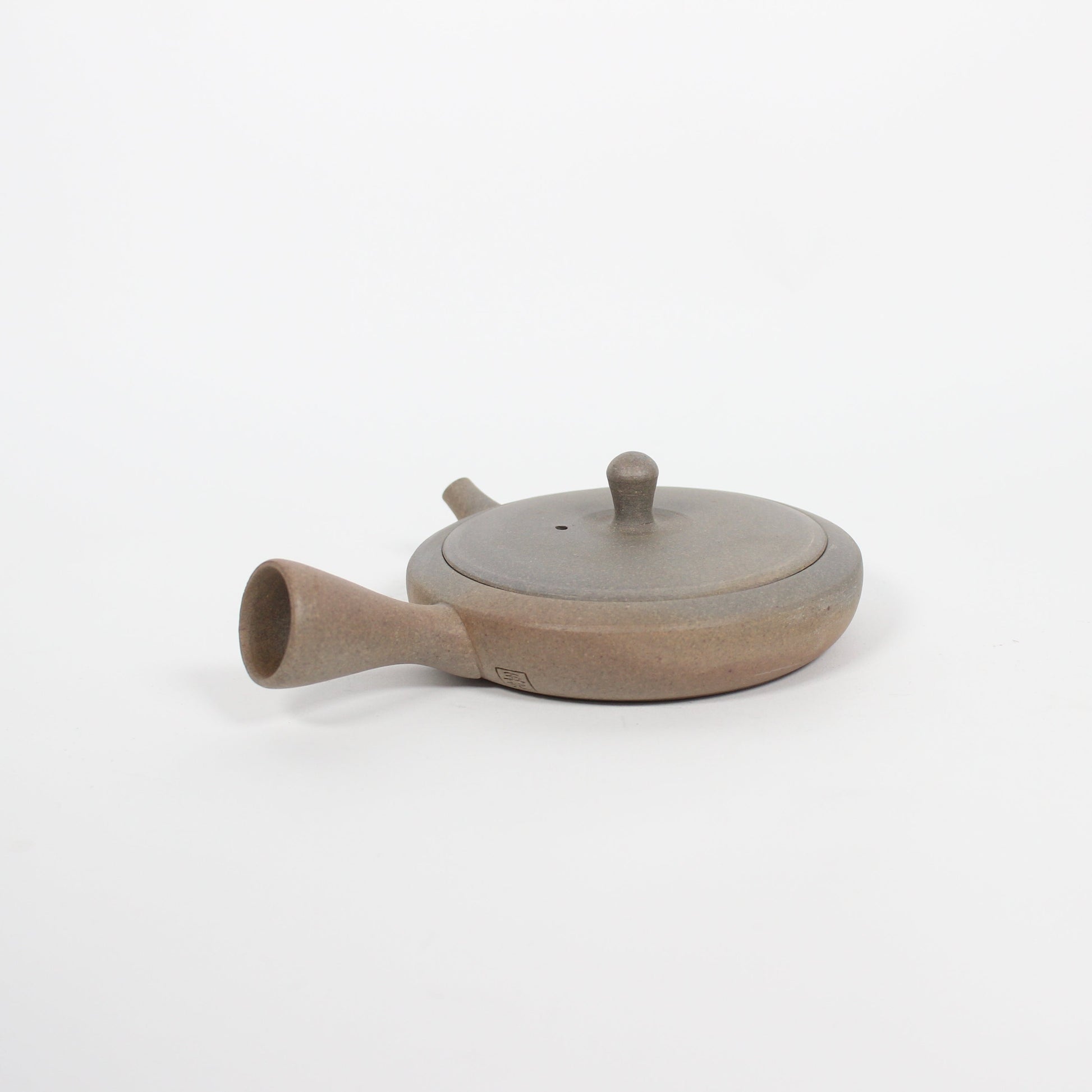 Japanese Tokoname Ceramic Flat Kyusu Tea Pot, Gradient Brown