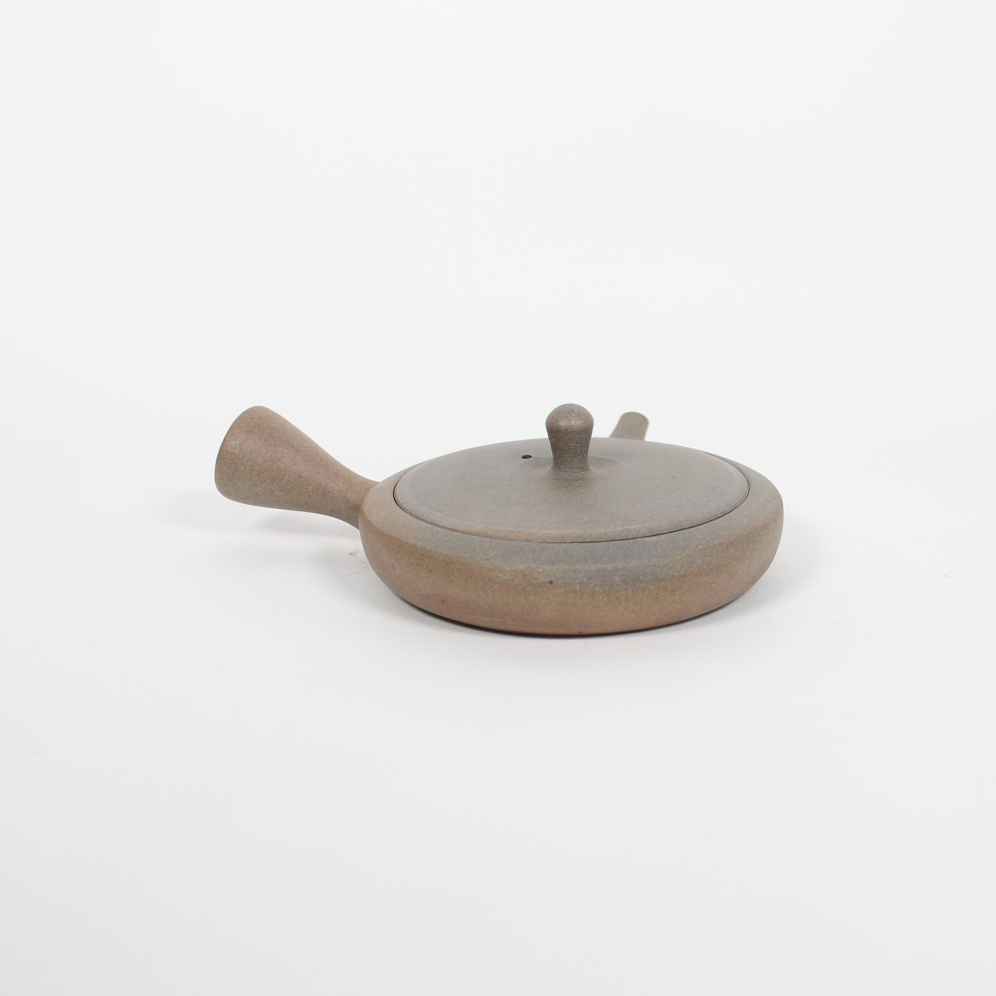 Japanese Tokoname Ceramic Flat Kyusu Tea Pot, Gradient Brown