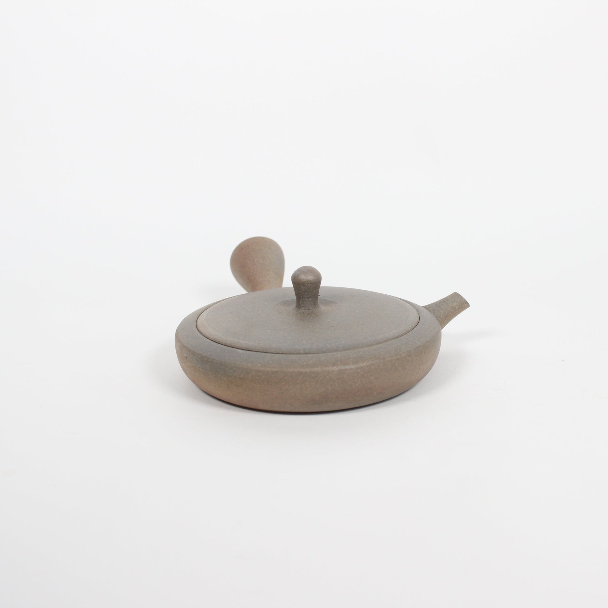 Japanese Tokoname Ceramic Flat Kyusu Tea Pot, Gradient Brown