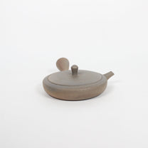 Japanese Tokoname Ceramic Flat Kyusu Tea Pot, Gradient Brown