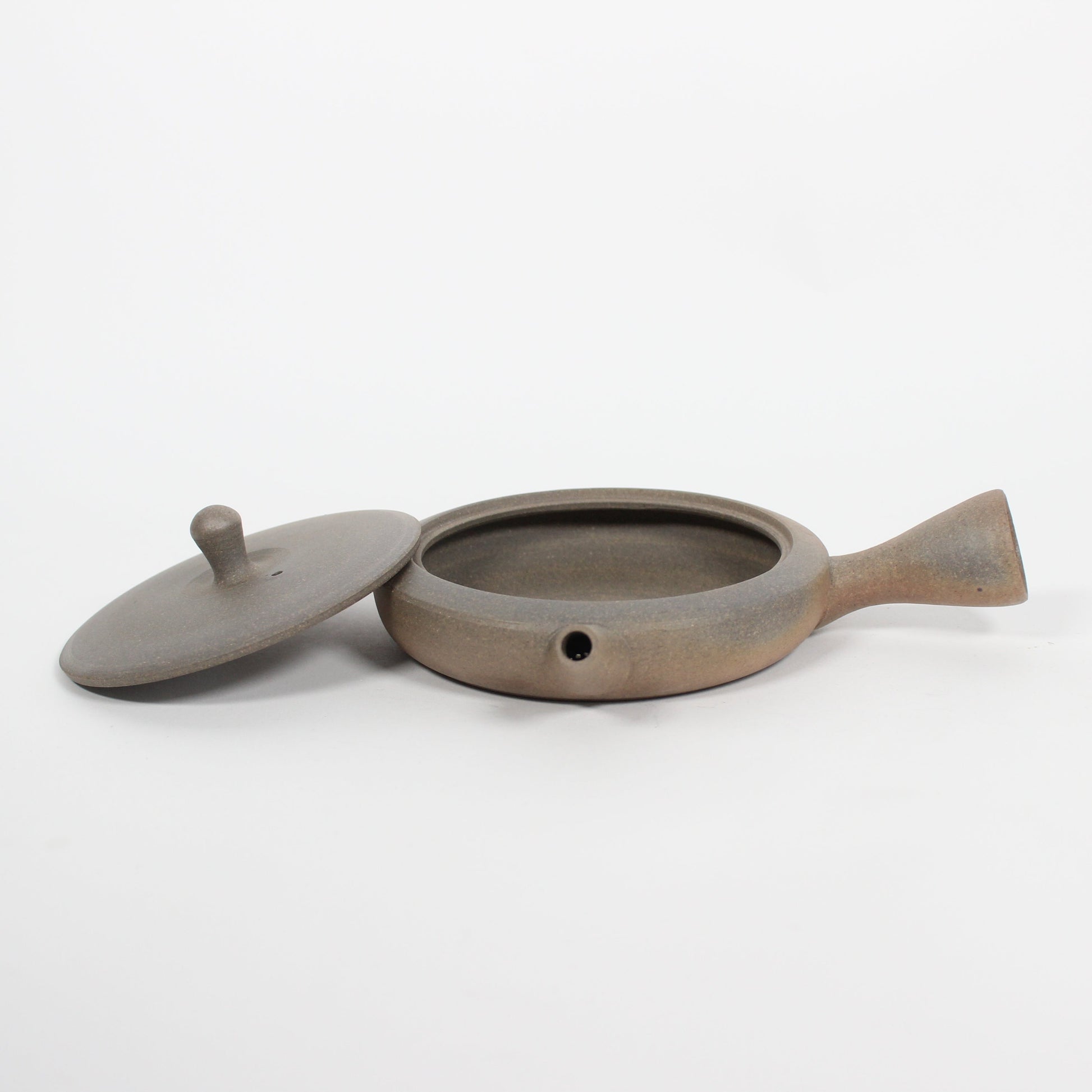 Japanese Tokoname Ceramic Flat Kyusu Tea Pot, Gradient Brown