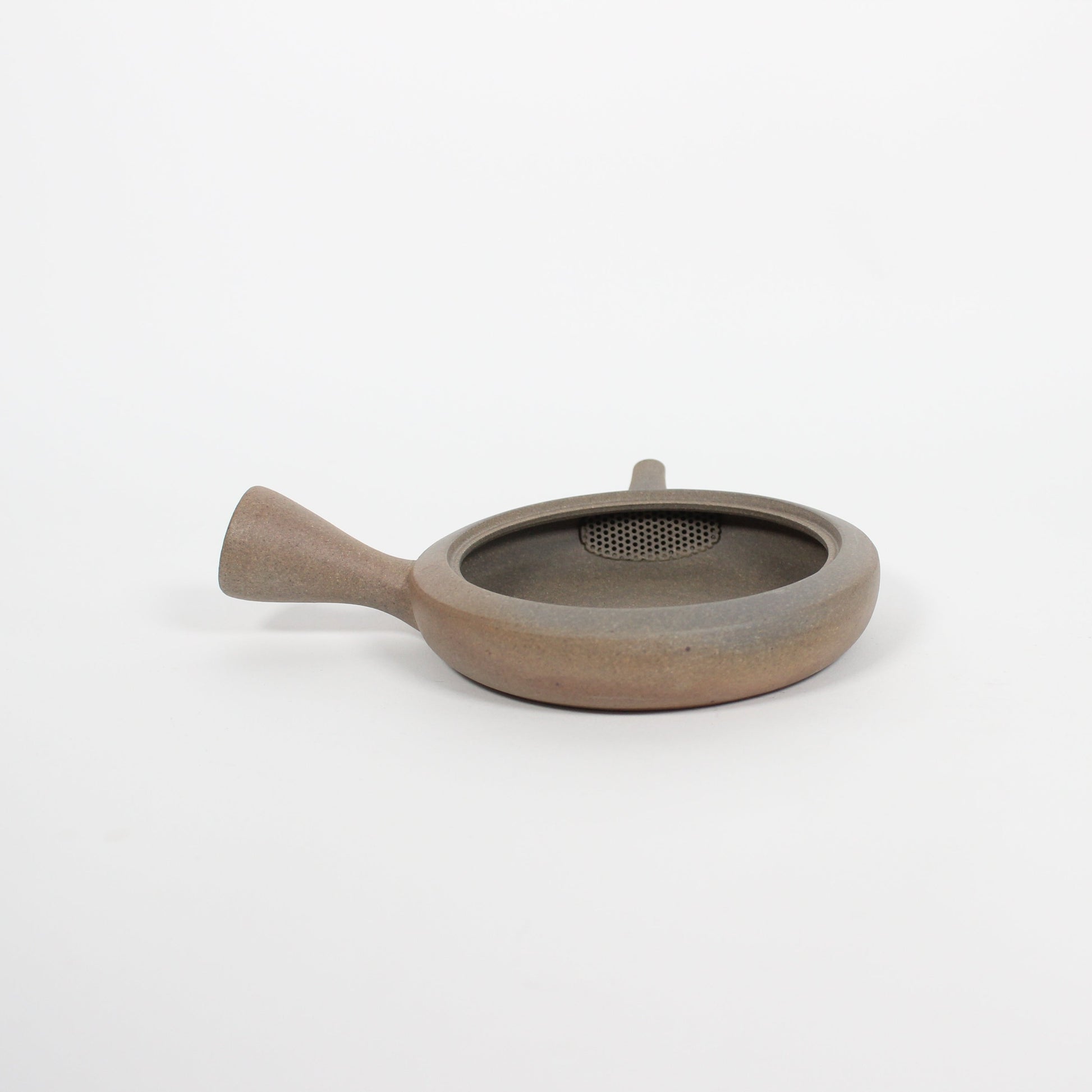 Japanese Tokoname Ceramic Flat Kyusu Tea Pot, Gradient Brown