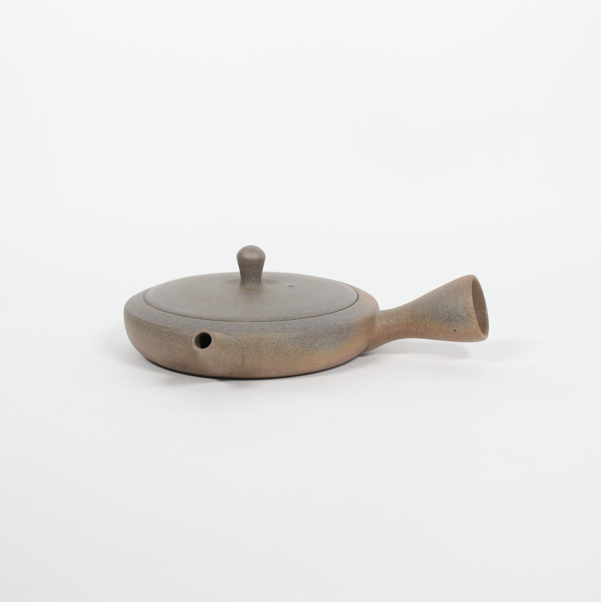 Japanese Tokoname Ceramic Flat Kyusu Tea Pot, Gradient Brown