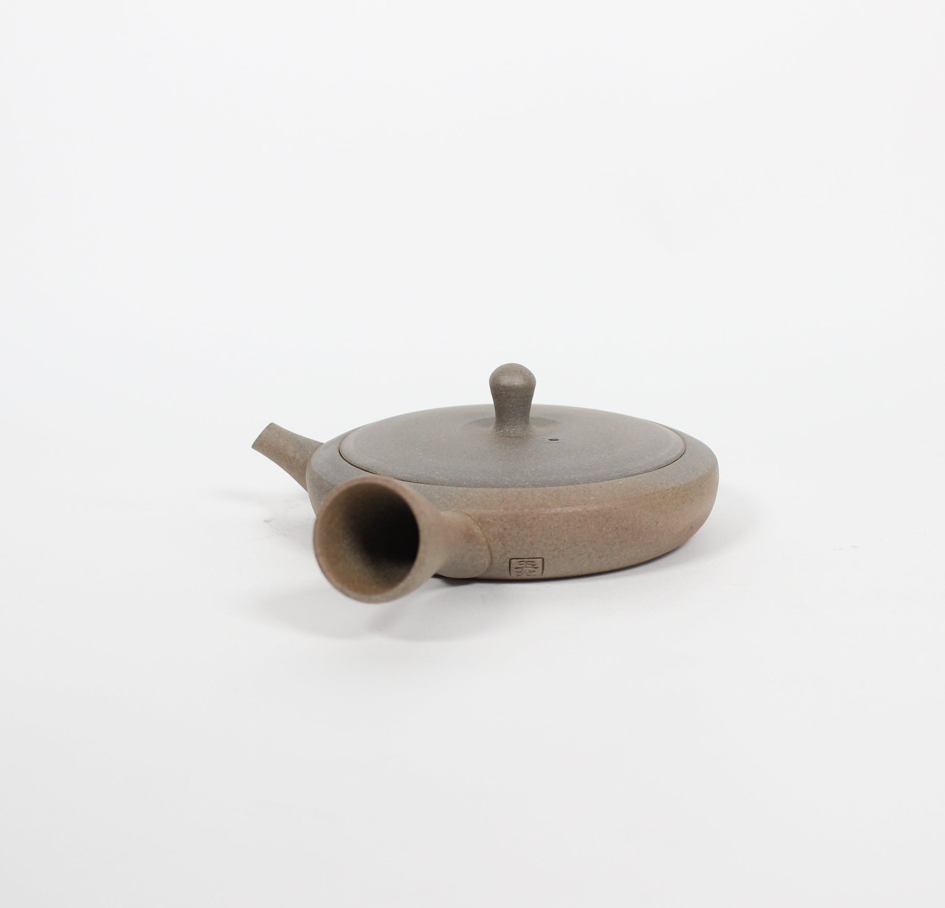 Japanese Tokoname Ceramic Flat Kyusu Tea Pot, Gradient Brown
