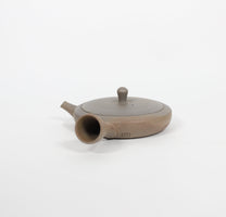 Japanese Tokoname Ceramic Flat Kyusu Tea Pot, Gradient Brown