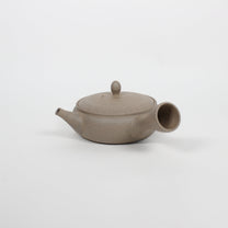 Japanese Tokoname Ceramic Kyusu Flat Tea Pot, Beige