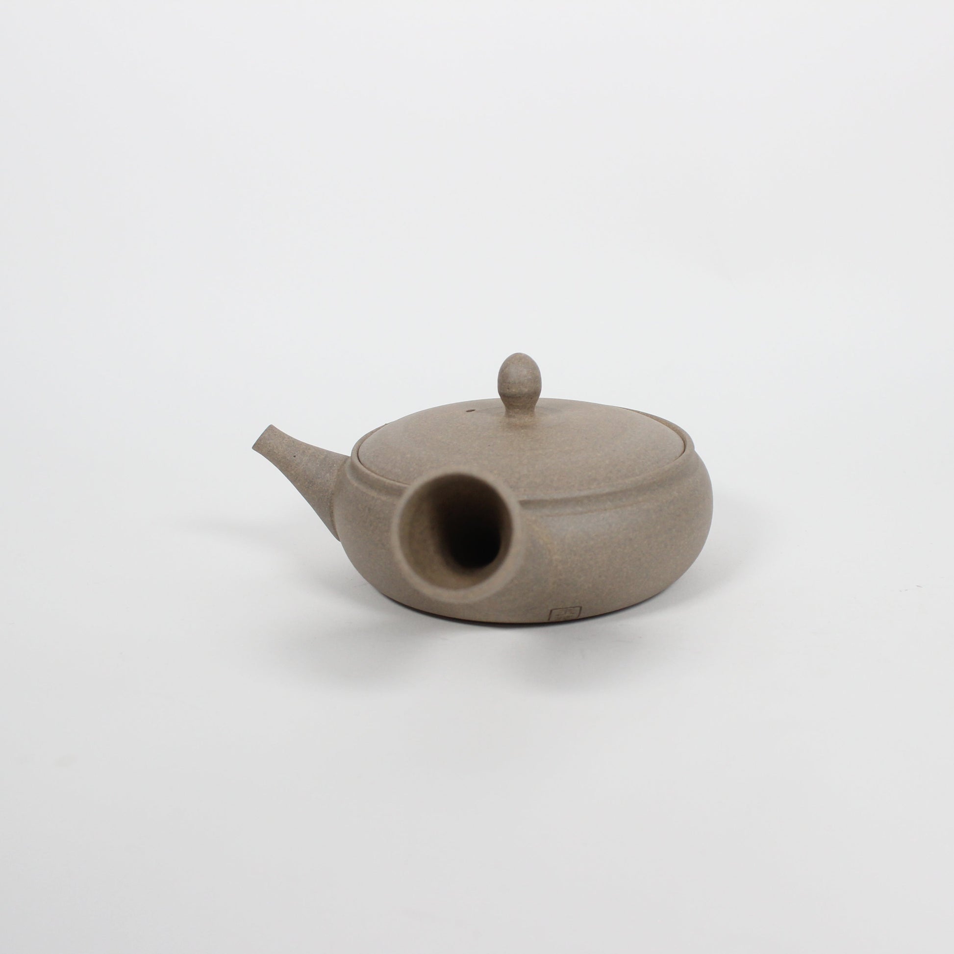 Japanese Tokoname Ceramic Kyusu Flat Tea Pot, Beige