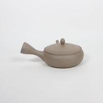 Japanese Tokoname Ceramic Kyusu Flat Tea Pot, Beige