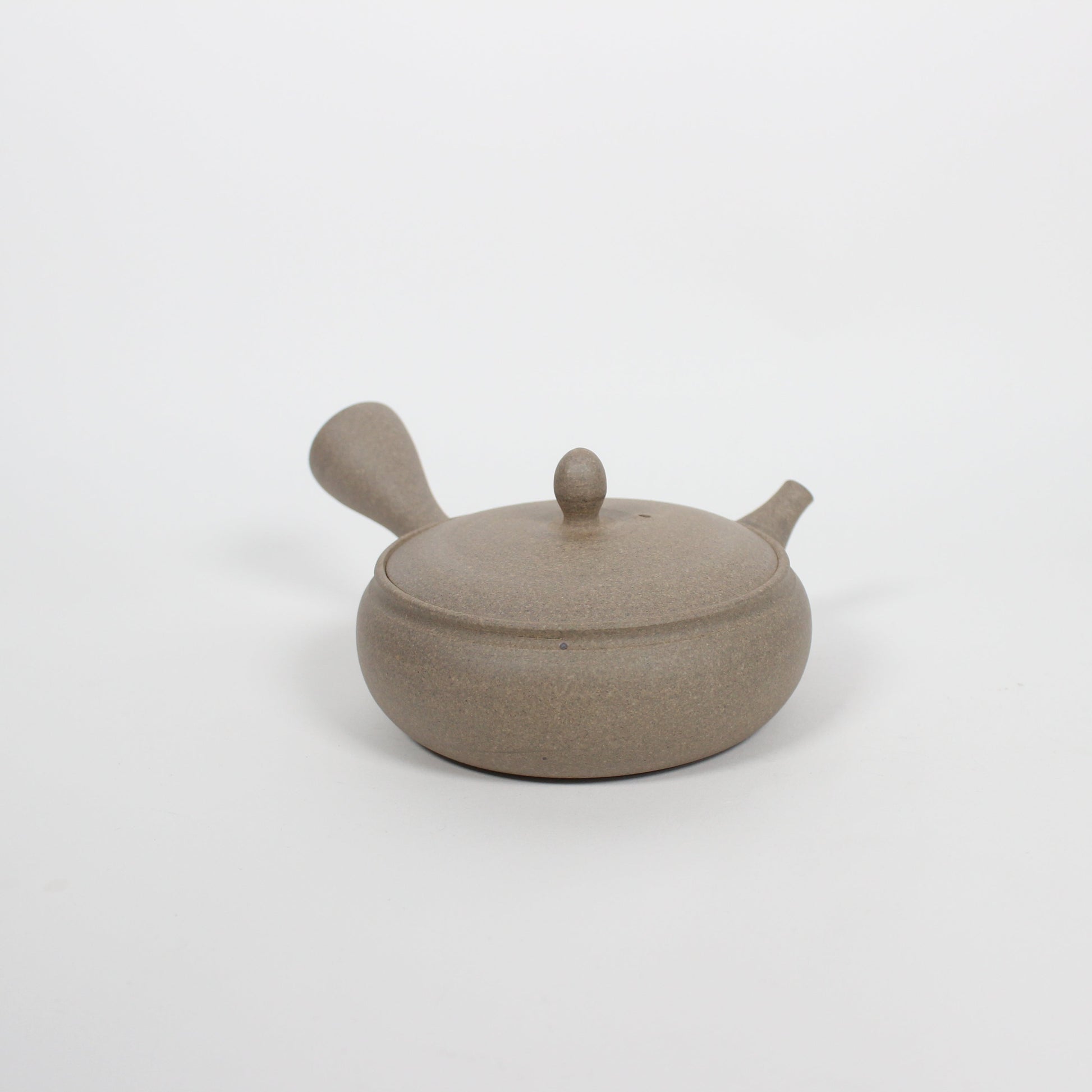 Japanese Tokoname Ceramic Kyusu Flat Tea Pot, Beige